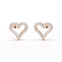 0.56 CT Heart Shaped Lab Diamond Stud Earrings