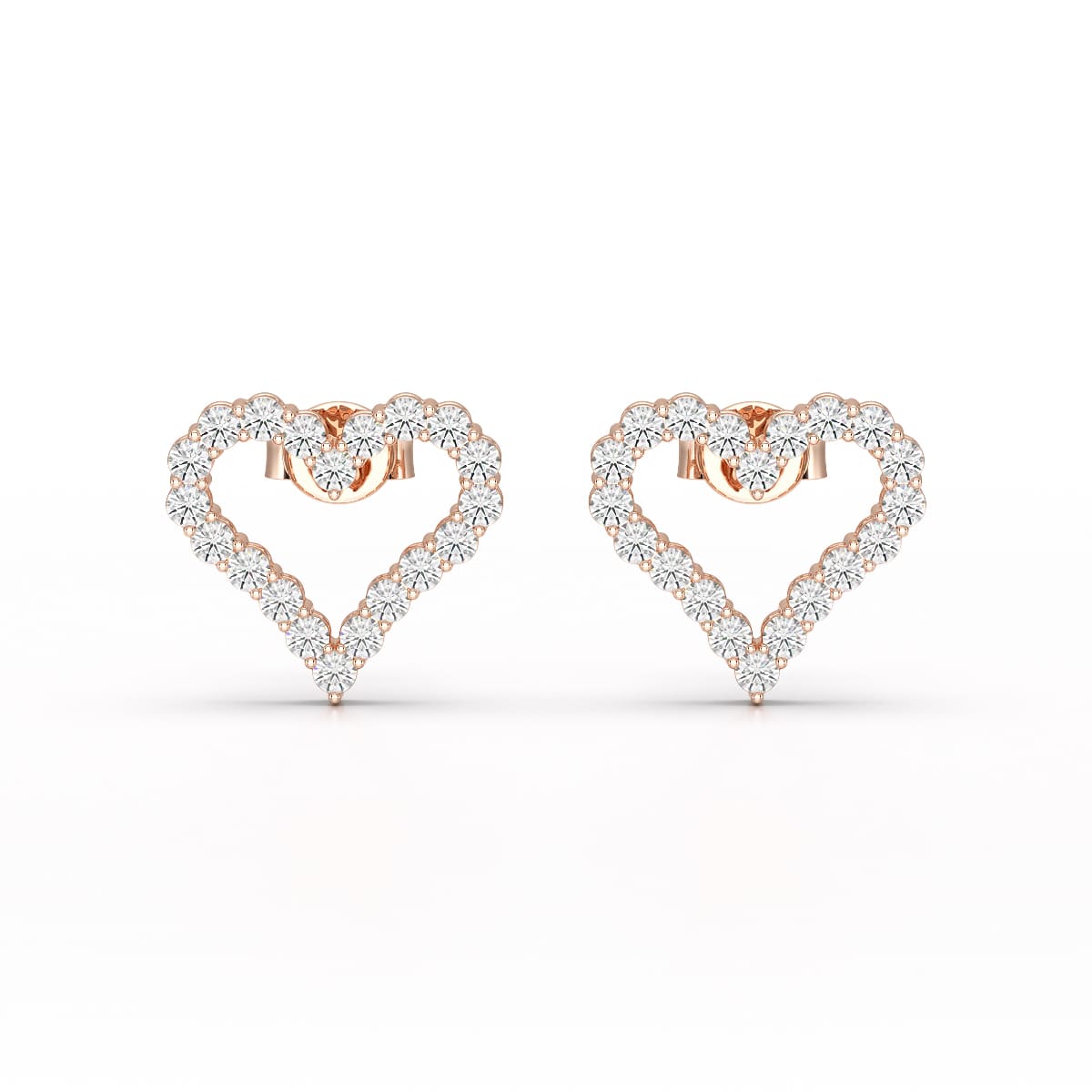 0.56 CT Heart Shaped Lab Diamond Stud Earrings