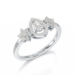 Pear Cut 0.5 CT Lab Grown Diamond Ring