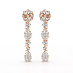 0.65 CT Lab Diamond Flower Dangle Drop Earring