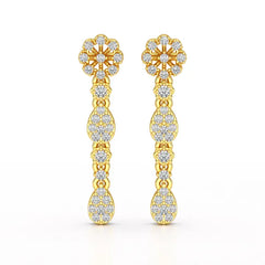 0.65 CT Lab Diamond Flower Dangle Drop Earring