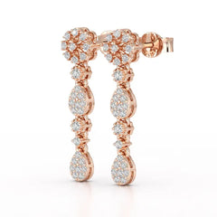 0.65 CT Lab Diamond Flower Dangle Drop Earring