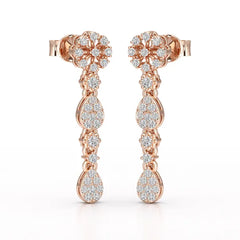 0.65 CT Lab Diamond Flower Dangle Drop Earring