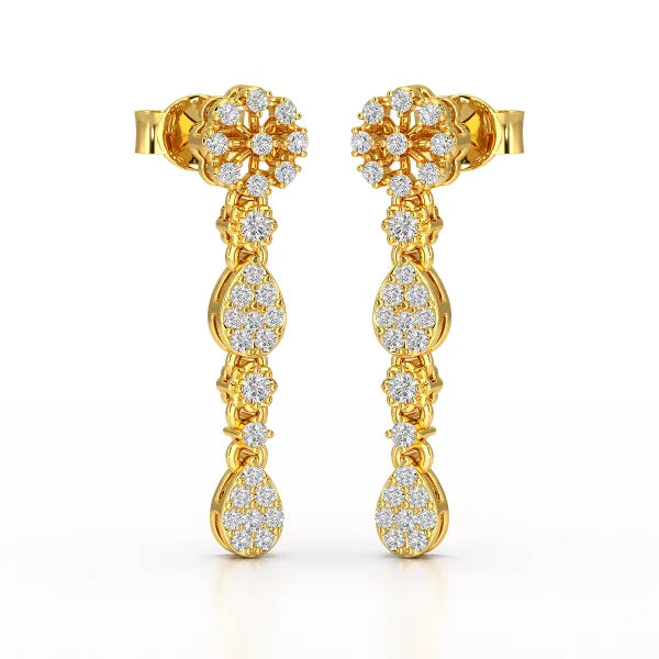 0.65 CT Lab Diamond Flower Dangle Drop Earring