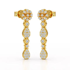 0.65 CT Lab Diamond Flower Dangle Drop Earring