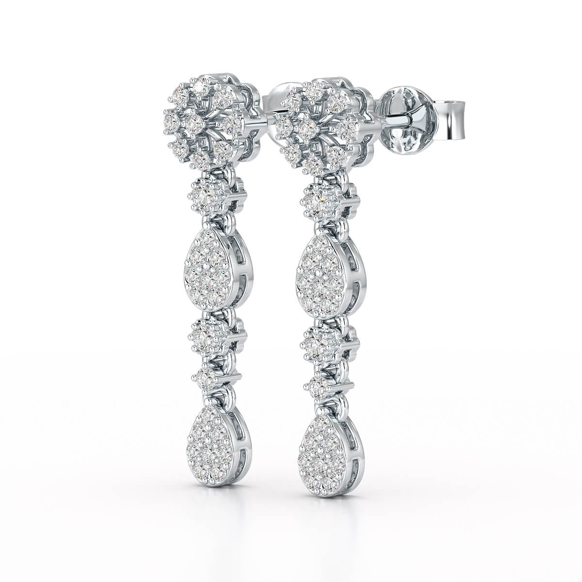 0.65 CT Lab Diamond Flower Dangle Drop Earring