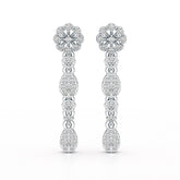 0.65 CT Lab Diamond Flower Dangle Drop Earring