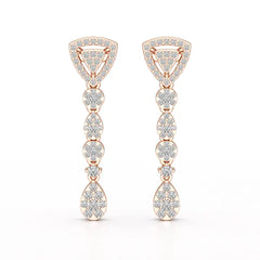 0.78 CT Round Dangle Drop Lab Diamond Earrings