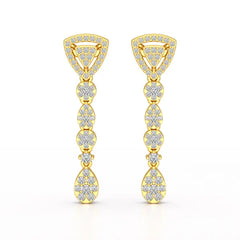 0.78 CT Round Dangle Drop Lab Diamond Earrings