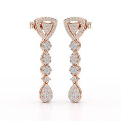 0.78 CT Round Dangle Drop Lab Diamond Earrings