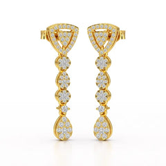 0.78 CT Round Dangle Drop Lab Diamond Earrings