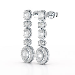 0.87 CT Baguette Cut White Gold Lab Diamond Earring