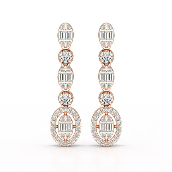 0.87 CT Baguette Cut White Gold Lab Diamond Earring