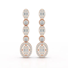 0.87 CT Baguette Cut White Gold Lab Diamond Earring