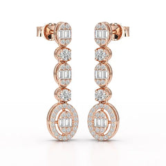 0.87 CT Baguette Cut White Gold Lab Diamond Earring