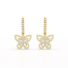 0.98 CT Lab Diamond Dangle Hoop Earrings