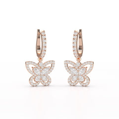 0.98 CT Lab Diamond Dangle Hoop Earrings
