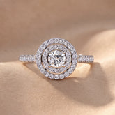 0.49 CT Round Double Halo Ring