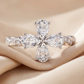 1.85 CT Pear Floral Twisted Band Ring
