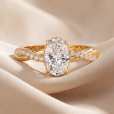1.19 CT Oval Solitaire Diamond Accent Ring