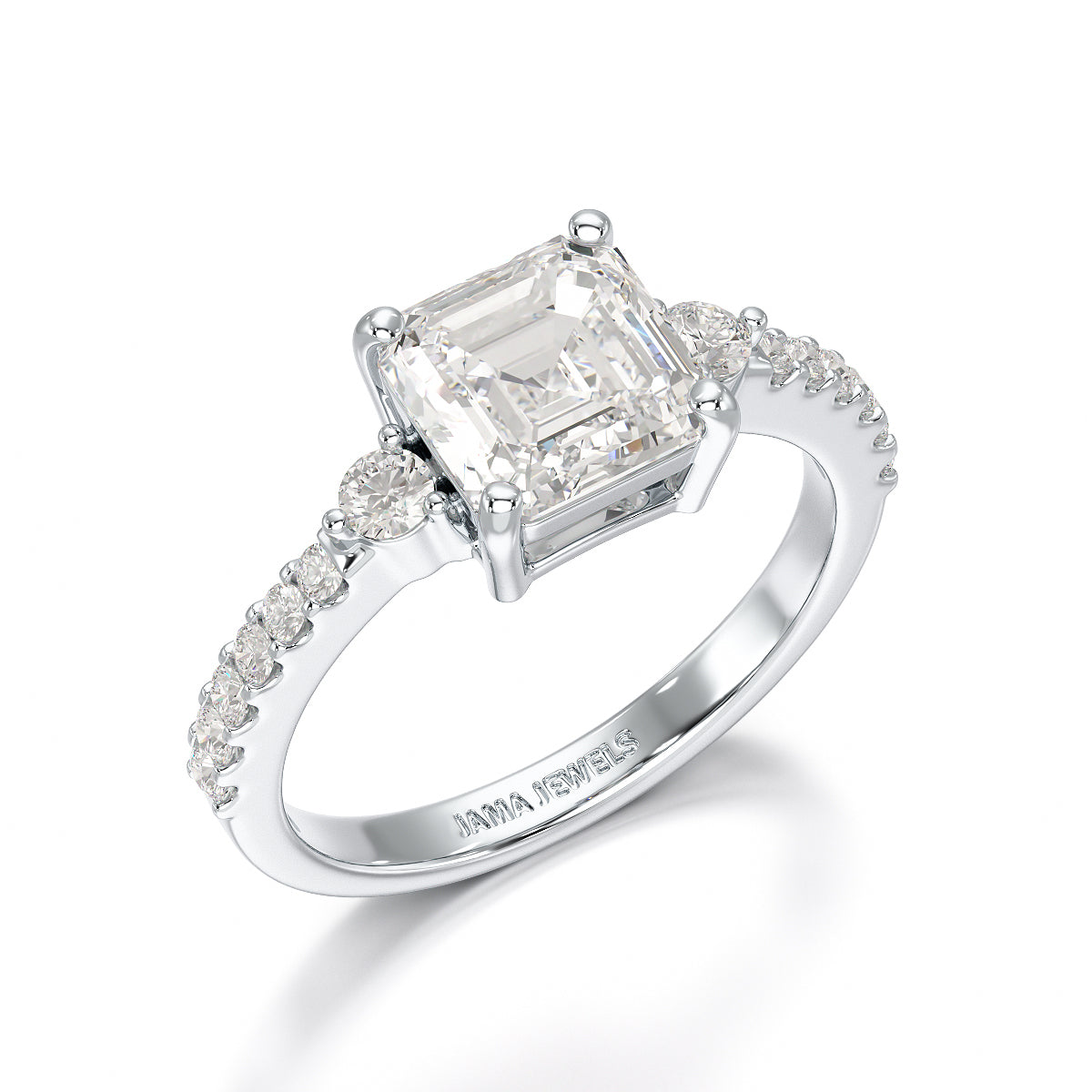 Asscher Cut 2.33 CT Lab Diamond Engagement Ring - Jama Jewels