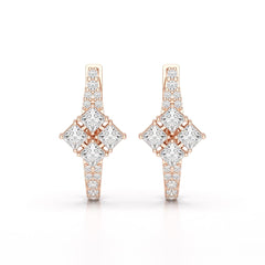 1.07 CT Princess Cut Lab Diamond Hoop Earrings