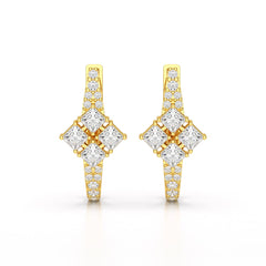 1.07 CT Princess Cut Lab Diamond Hoop Earrings