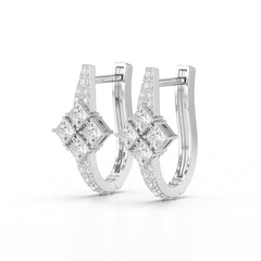 1.07 CT Princess Cut Lab Diamond Hoop Earrings