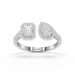 1.08 CT Pear and Emerald Lab Diamond Ring
