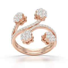 1.12 CT Flower Shape Lab Diamond White Gold Ring