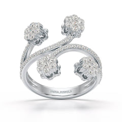 1.12 CT Flower Shape Lab Diamond White Gold Ring