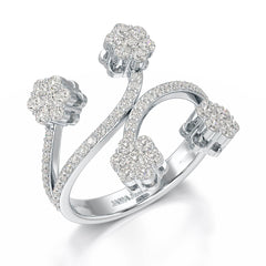 1.12 CT Flower Shape Lab Diamond White Gold Ring