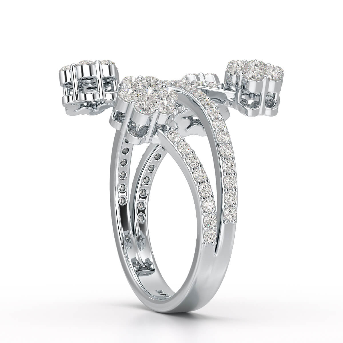 1.12 CT Flower Shape Lab Diamond White Gold Ring