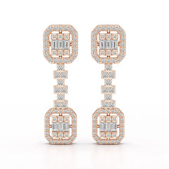 1.16 CT Baguette Cut Lab Diamond Drop Earring