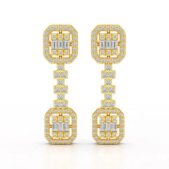 1.16 CT Baguette Cut Lab Diamond Drop Earring
