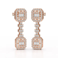1.16 CT Baguette Cut Lab Diamond Drop Earring