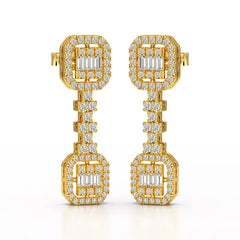 1.16 CT Baguette Cut Lab Diamond Drop Earring