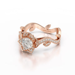 1.16 CT Flower Cut Round Lab Diamond Ring