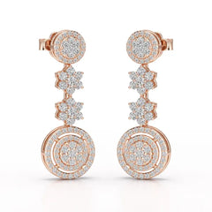 1.18 CT Round Cut Dangle Drop Lab Diamond Earring
