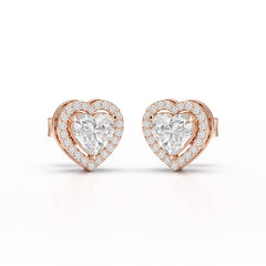 1.21 CT Lab Diamond Heart Shape Stud Earrings