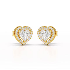 1.21 CT Lab Diamond Heart Shape Stud Earrings