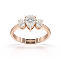 1.25 CT Three Stone Pear Oval Cut Lab Diamond Ring