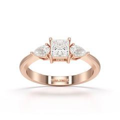 1.25 CT Three Stone Princess Pear Cut Lab Diamond Ring