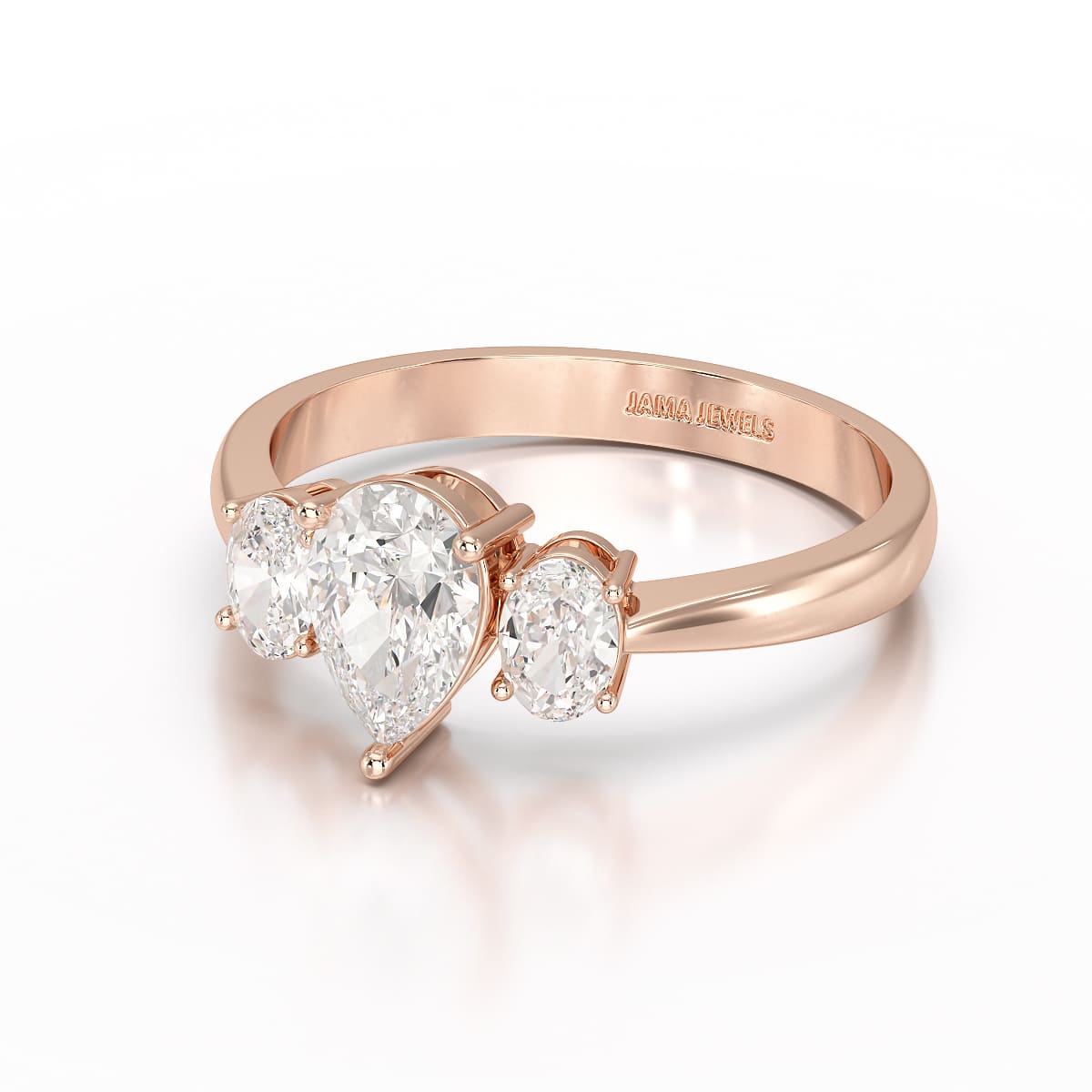 1.25 CT Three Stone Pear Oval Cut Lab Diamond Ring