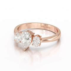 1.25 CT Three Stone Pear Oval Cut Lab Diamond Ring