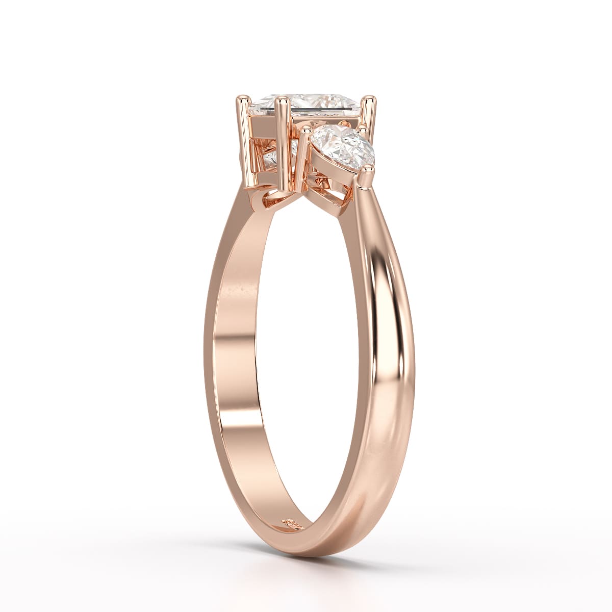 1.25 CT Three Stone Princess Pear Cut Lab Diamond Ring