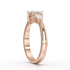 1.25 CT Three Stone Princess Pear Cut Lab Diamond Ring