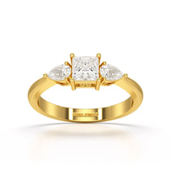 1.25 CT Three Stone Princess Pear Cut Lab Diamond Ring