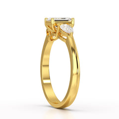 1.2 CT Three Stone Emerald Pear Cut Lab Diamond Ring