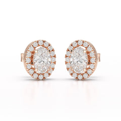 1.32 CT Lab Diamond Oval Cut Stud Earrings